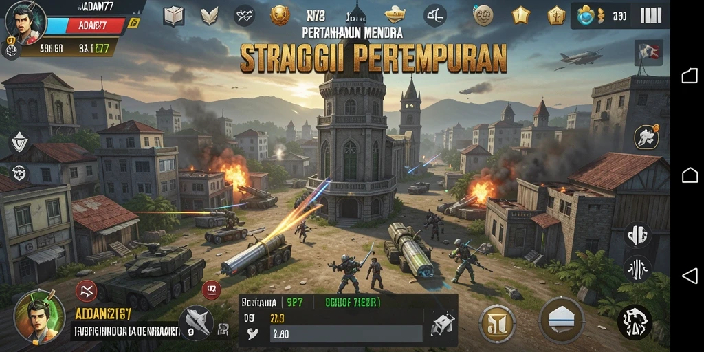 Tampilan menakjubkan dari gameplay Tower Defense ADAM77.