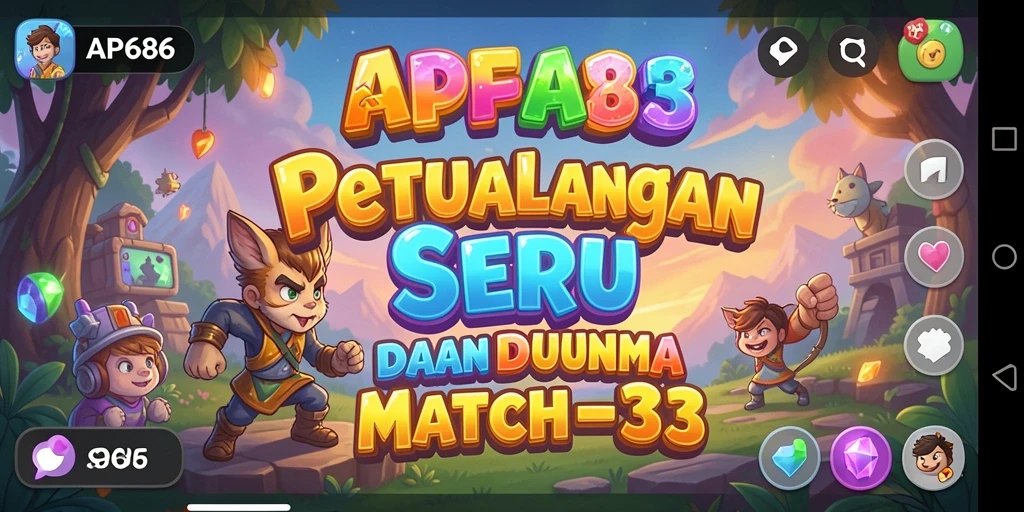 Tampilan gameplay Match-3 yang penuh warna dan menarik.
