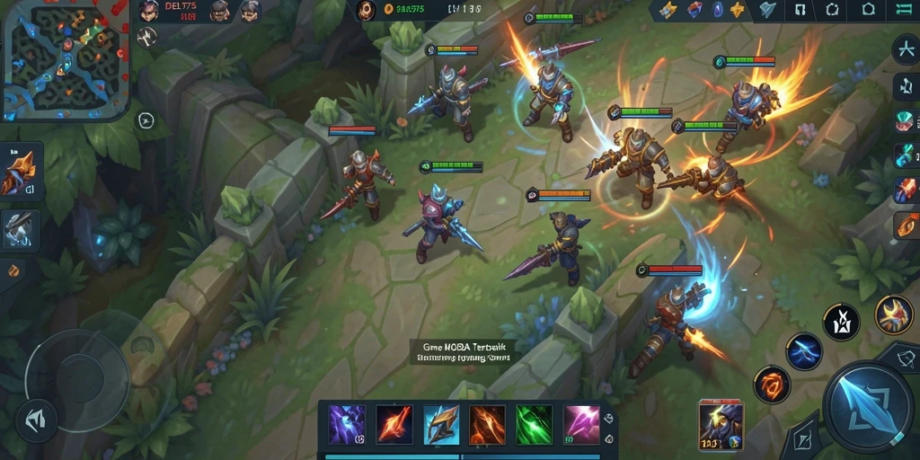 Tampilan menegangkan dari gameplay DELTA575 dengan aksi MOBA yang intens.