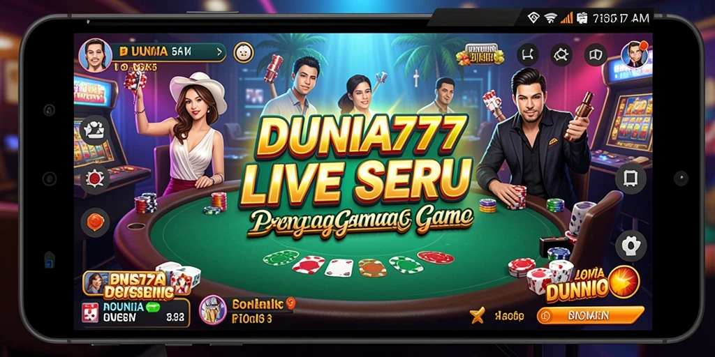 Screenshot gameplay DUNIA777 menampilkan dealer live yang berinteraksi dengan pemain.