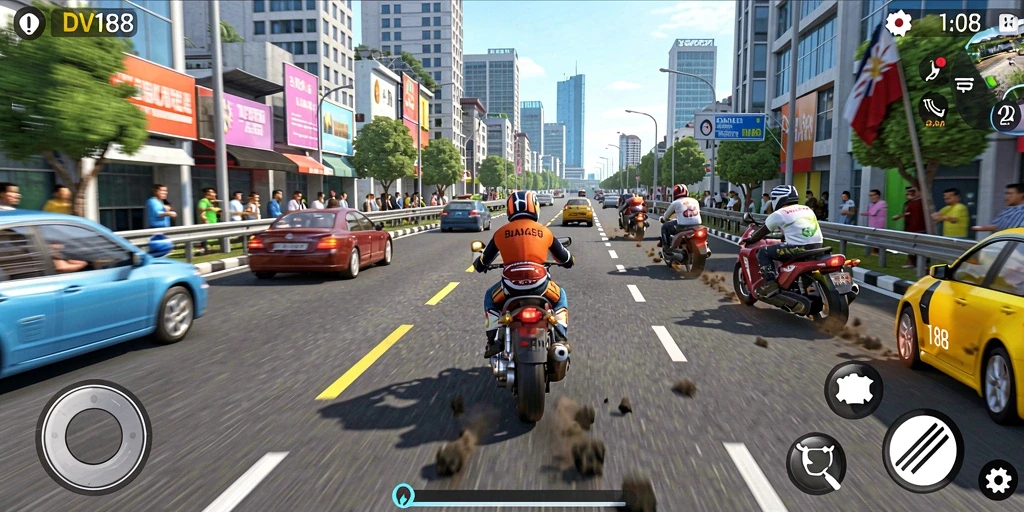 Tampilan gameplay Racing yang mendebarkan dan penuh aksi.