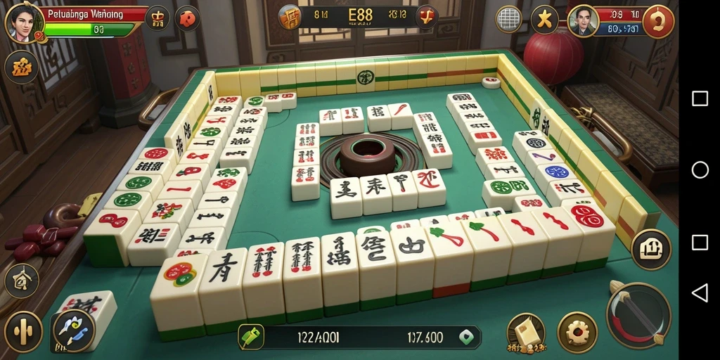 Tampilan gameplay Mahjong yang menantang di E88.