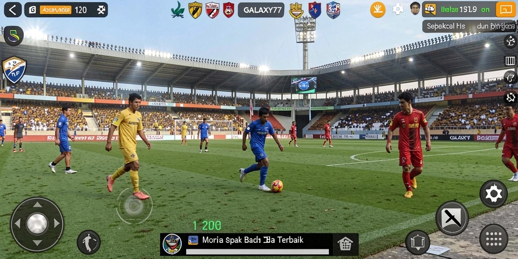 Tangkapan layar gameplay yang menampilkan pertandingan sepak bola yang mendebarkan.