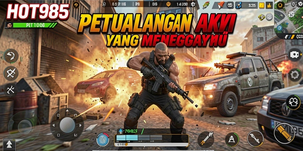 Screenshot gameplay HOT985 yang menunjukkan aksi mendebarkan dalam pertempuran.