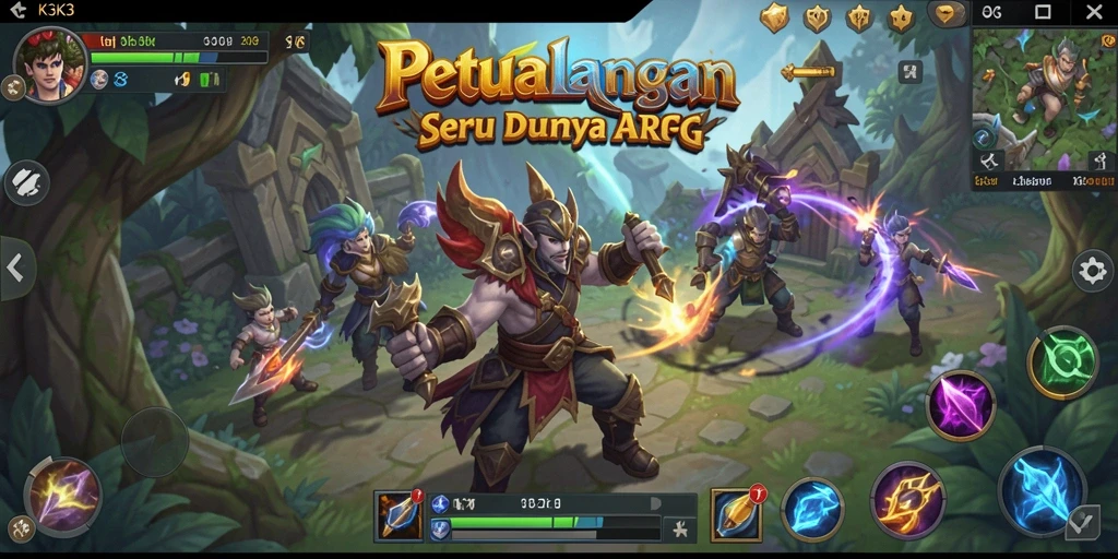Screenshot gameplay K3K3 menampilkan pertempuran seru di dunia ARPG.