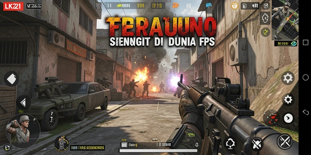 Tangkapan layar menunjukkan aksi seru dalam <strong>LK21</strong> saat bermain FPS.
