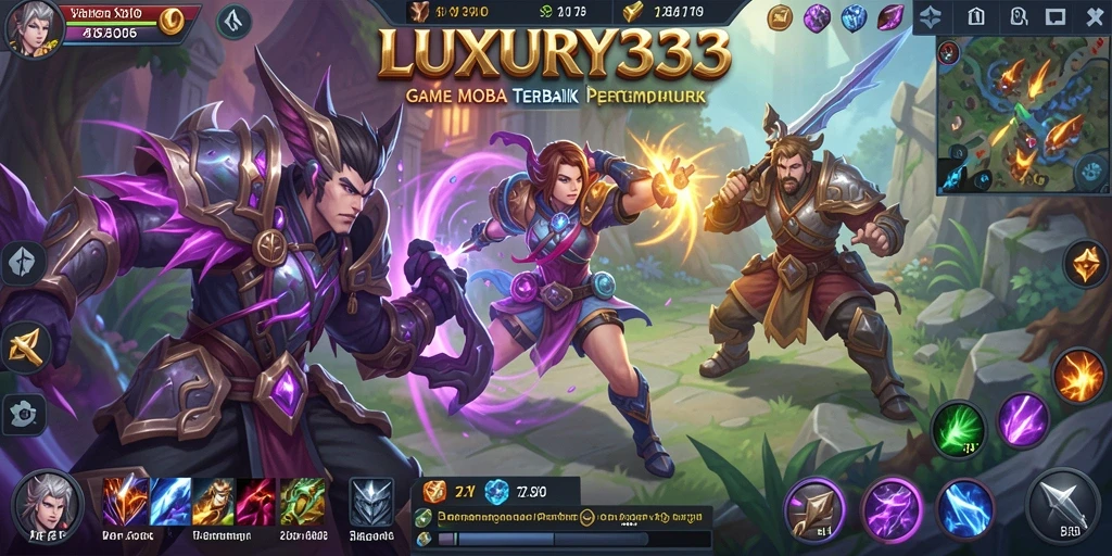 Screenshot gameplay LUXURY333 yang menampilkan aksi seru dalam pertempuran MOBA.