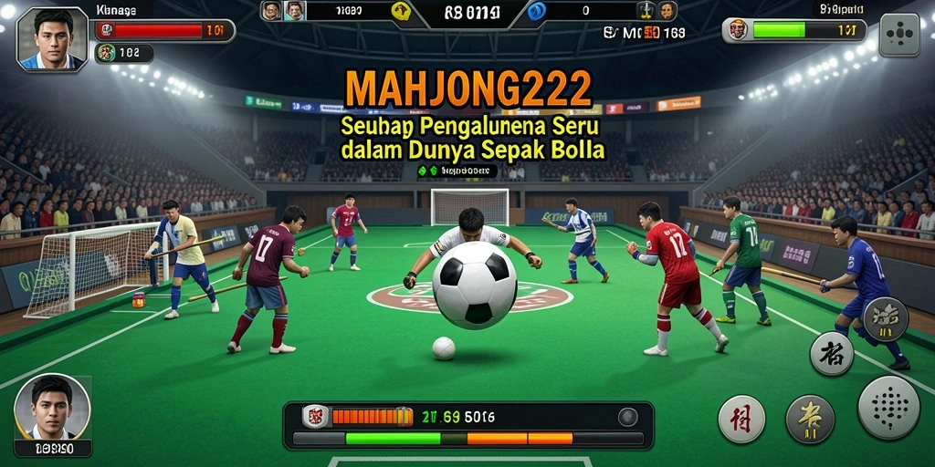 Tampilan gameplay seru dalam MAHJONG222 dengan aksi sepak bola intens.