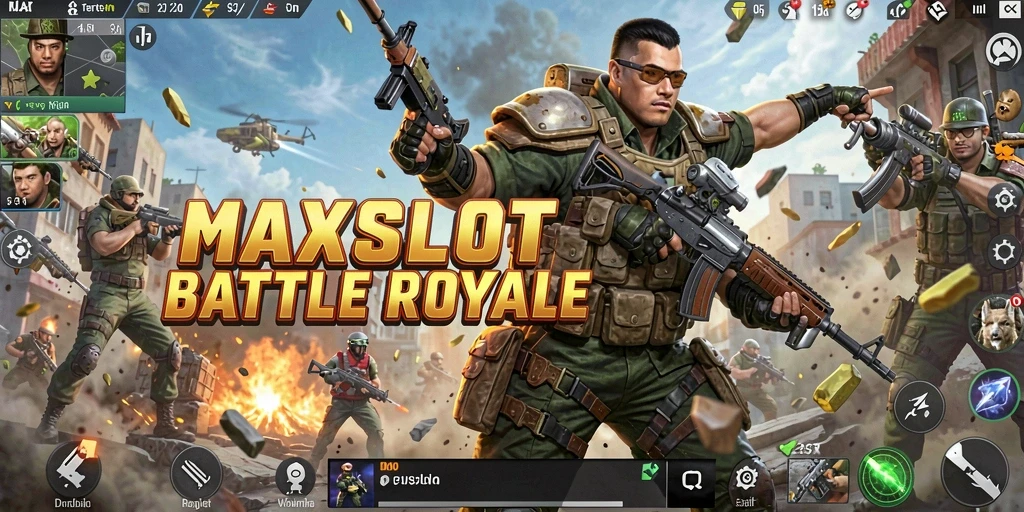Gameplay mendebarkan dari MAXSLOT dalam pertempuran Battle Royale.