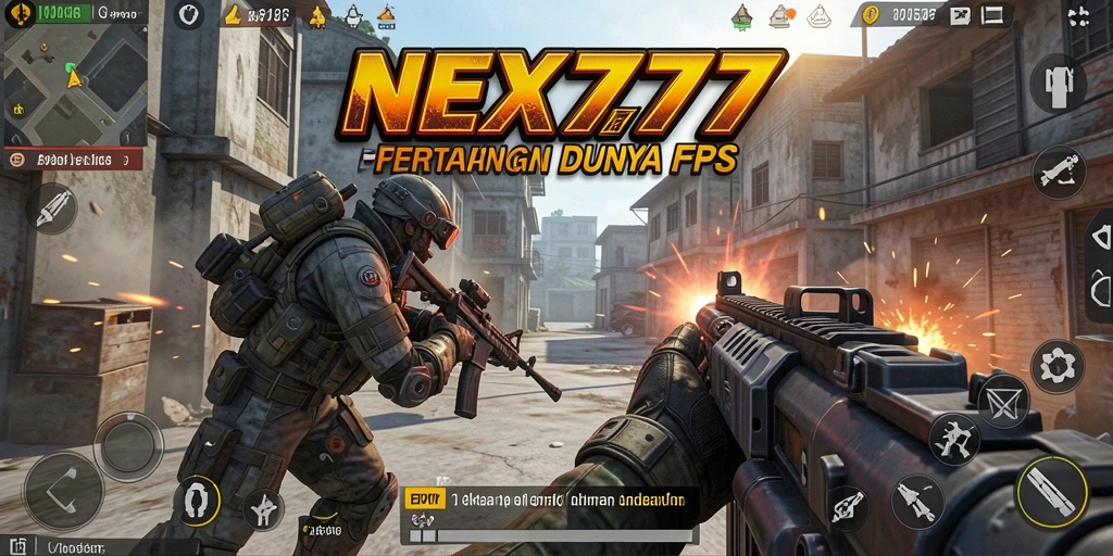 Tampilan gameplay menarik NEX777 dalam aksi FPS.