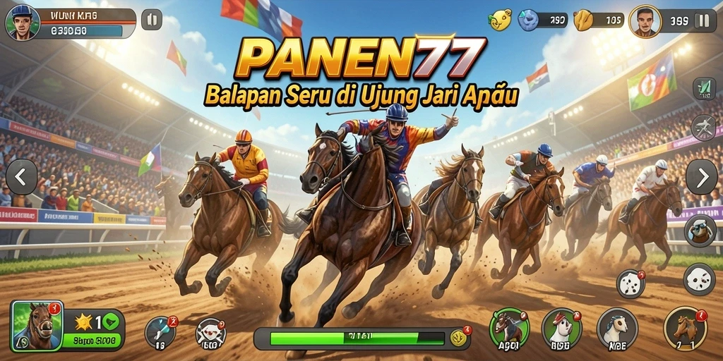 Screenshot gameplay <strong>PANEN77</strong> dengan mobil balap yang mendebarkan.