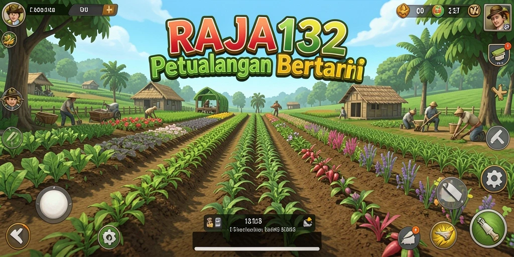 Tampilan gameplay menarik di <strong>RAJA132</strong> dengan pemandangan pertanian yang indah.