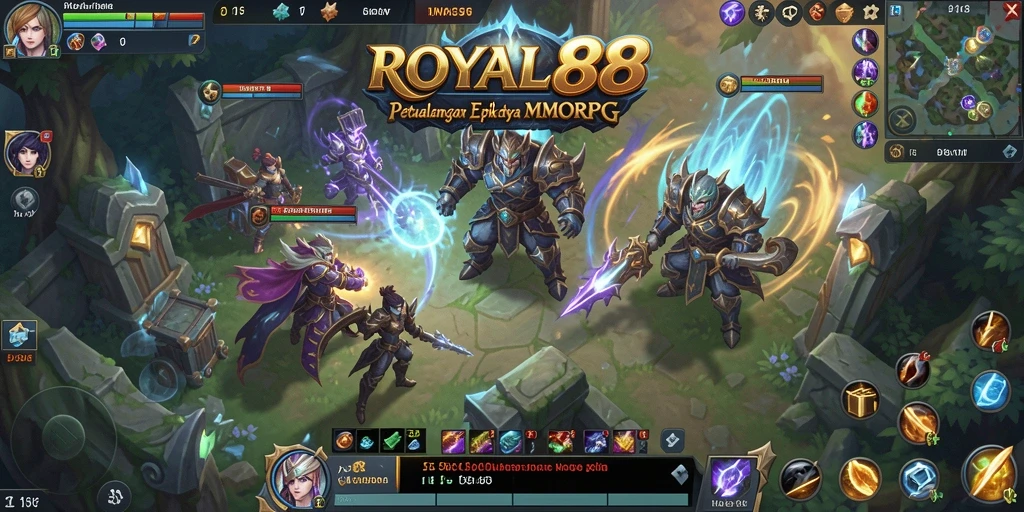 Tampilan gameplay epik di dunia fantasi ROYAL88.