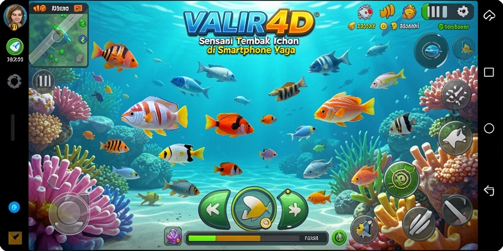 Tampilan gameplay VALIR4D yang seru saat menembak ikan.