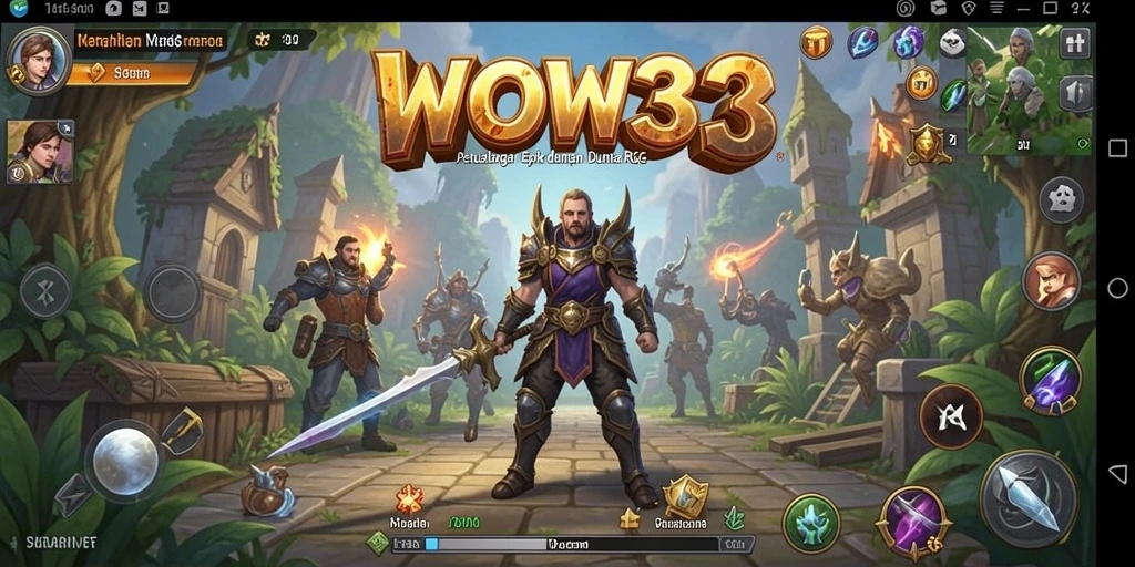 Tangkapan layar utama WOW33 menampilkan aksi seru dalam dunia RPG.